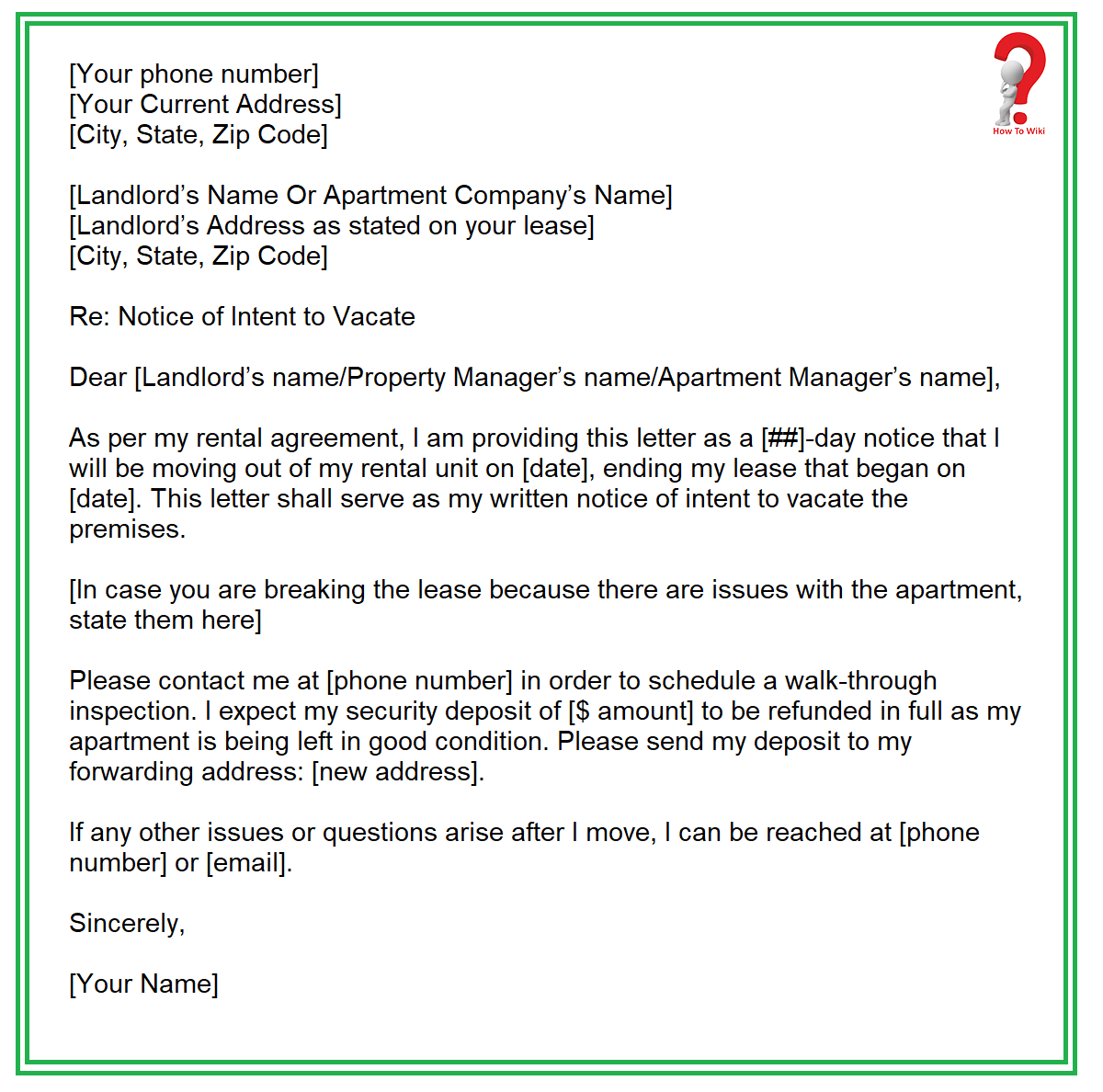 Notice Letter To Tenant To Move Out