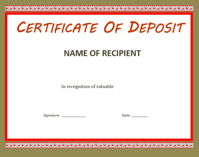 7+ Sample Format Of Certificate Of Deposit Template HowToWiki