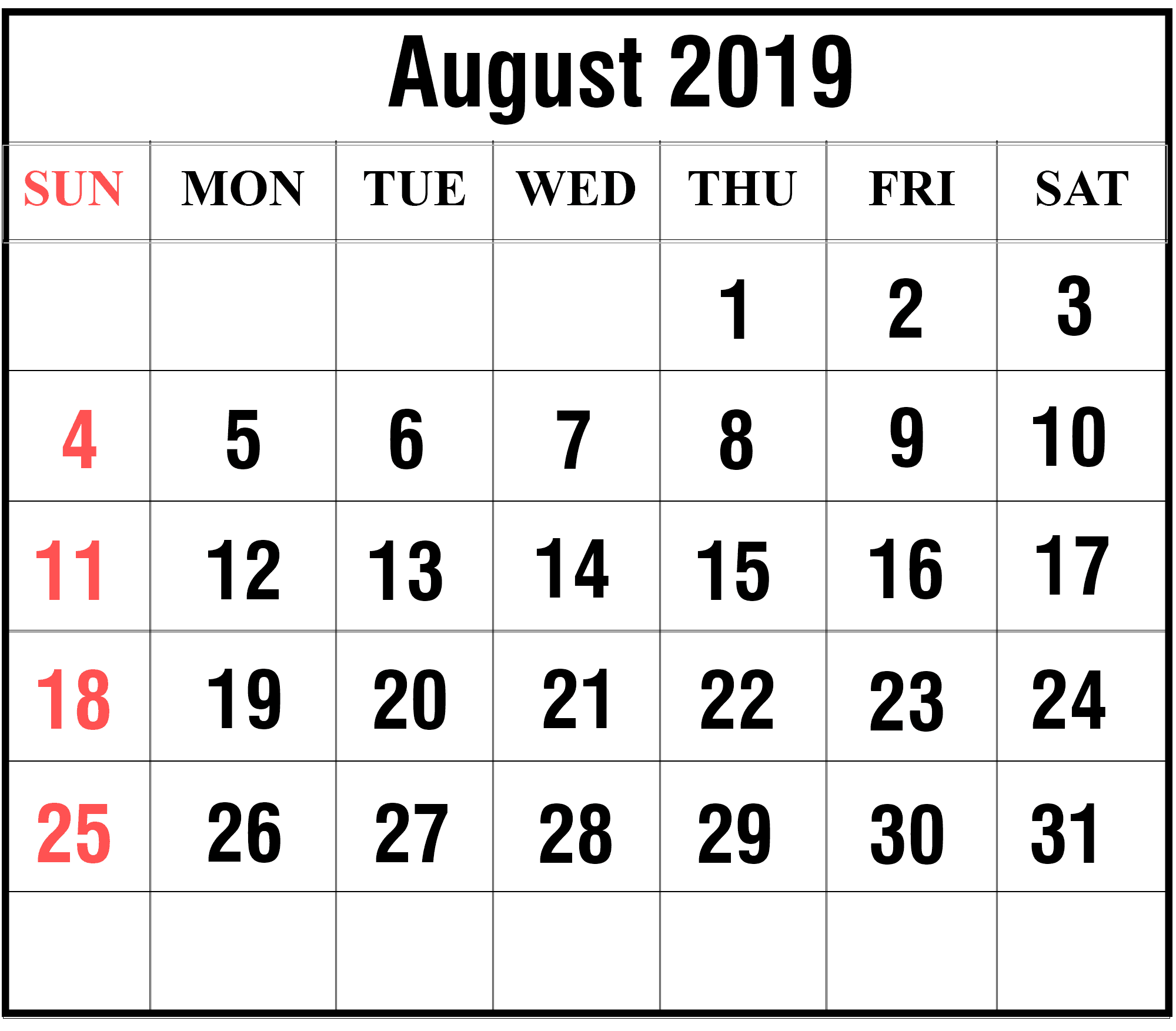 How To Schedule Your Month With August 2019 Printable Calendar HowToWiki