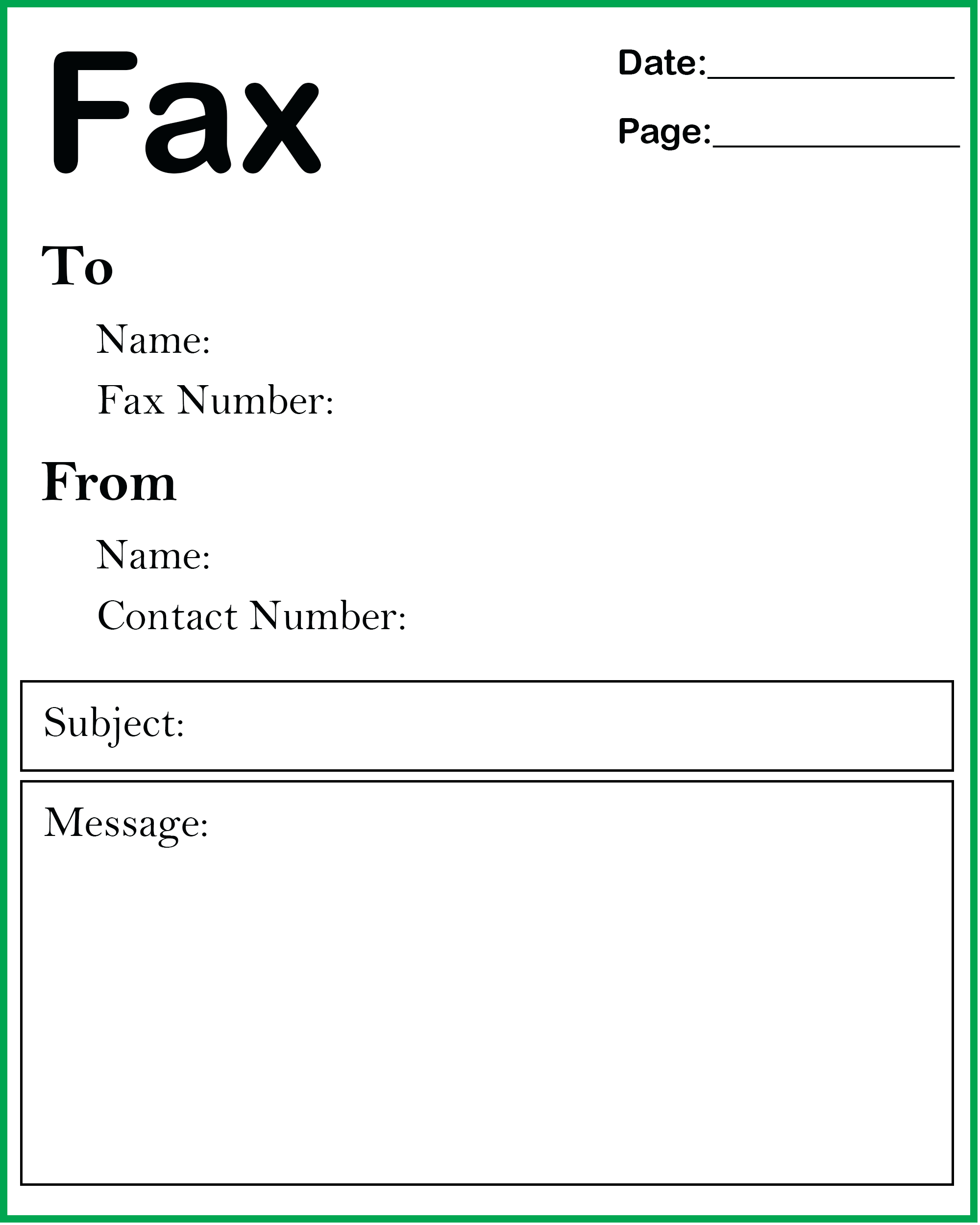 fax cover letter template google docs