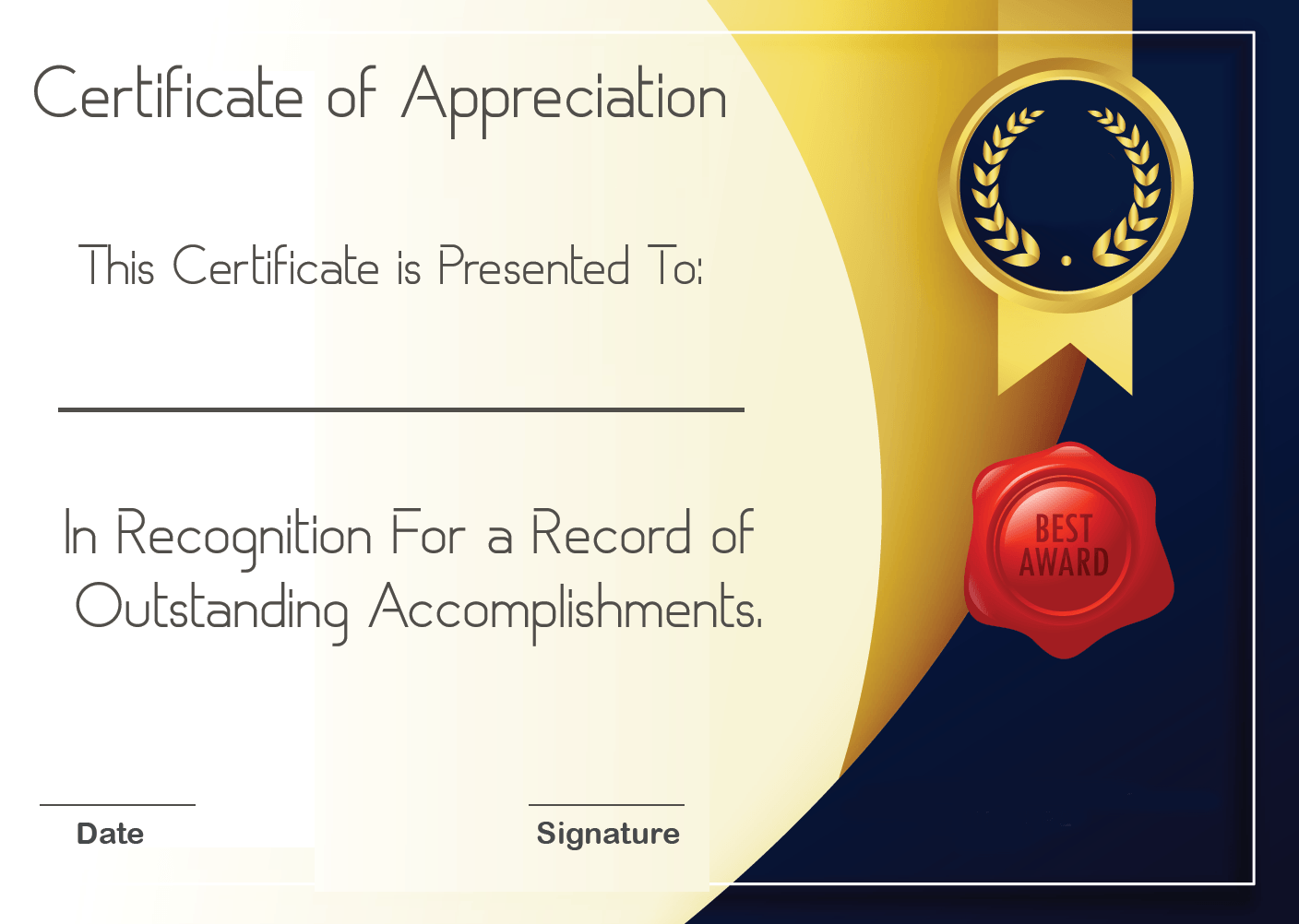 Certificate Of Appreciation Design