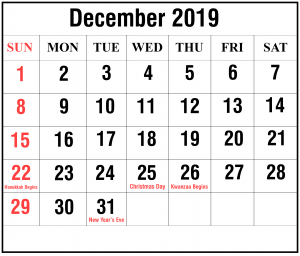 How to Schedule Your Month with December 2019 Printable Calendar ...