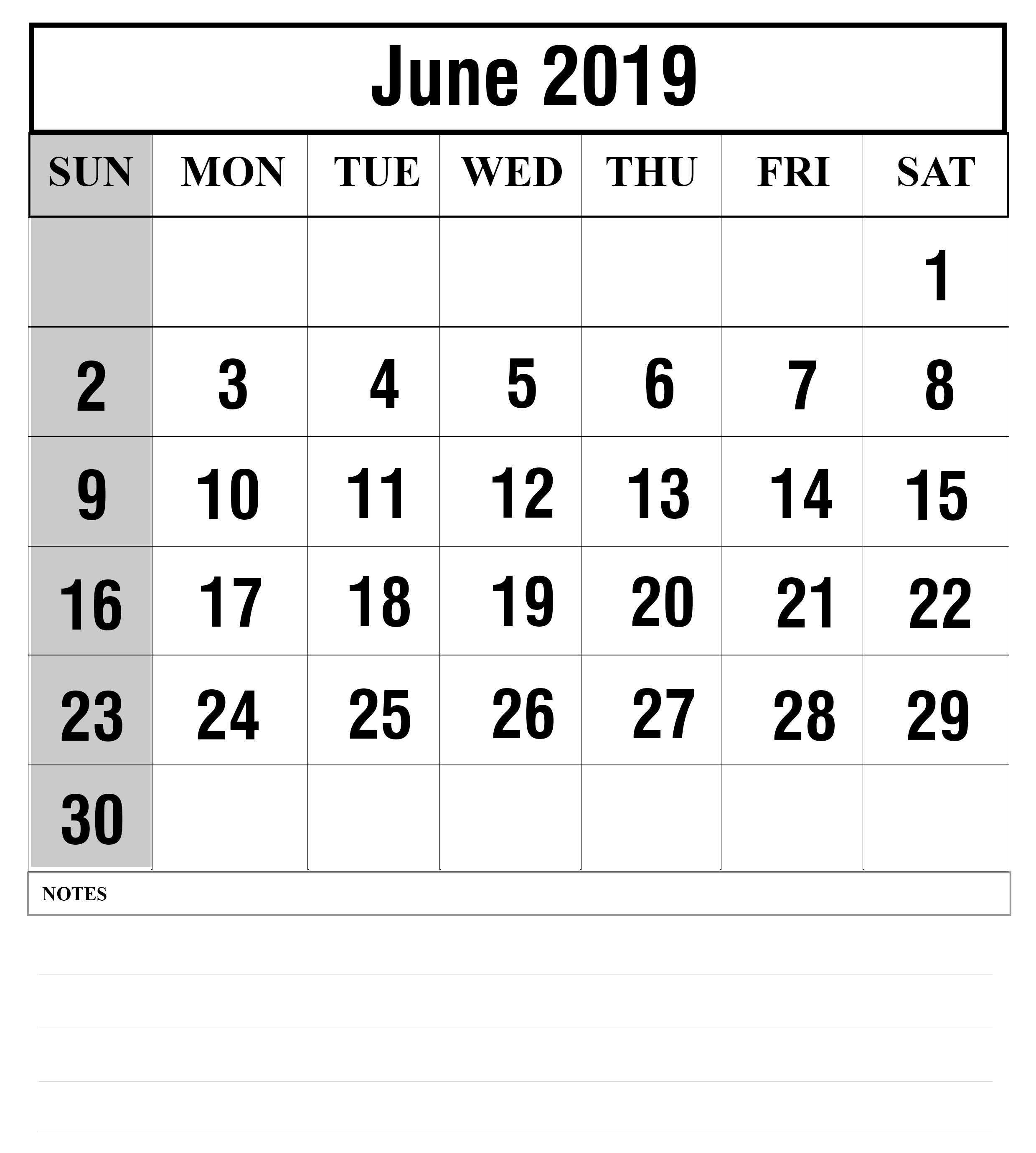 June Editable Calendar 2020