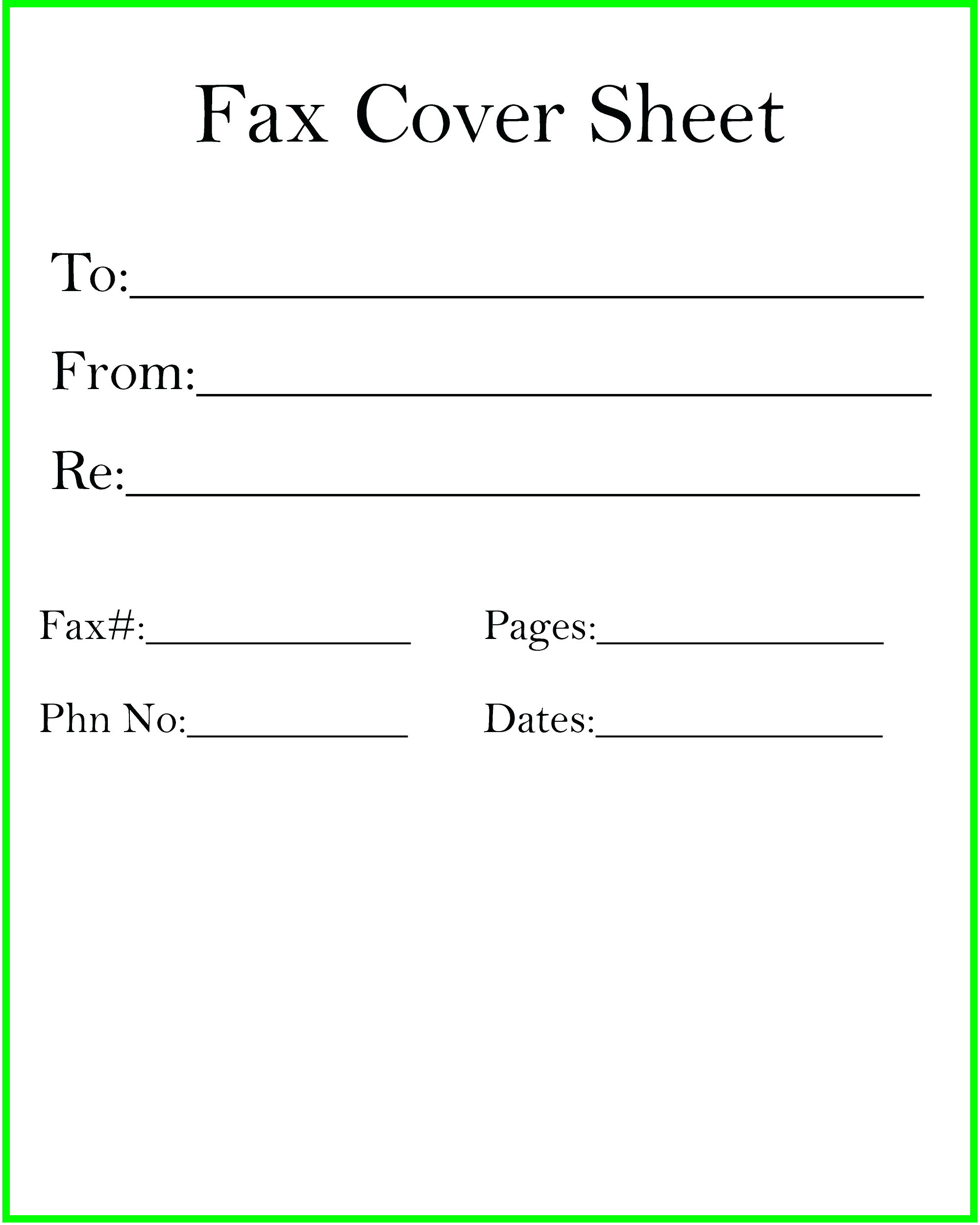 Personal Fax Cover Sheet