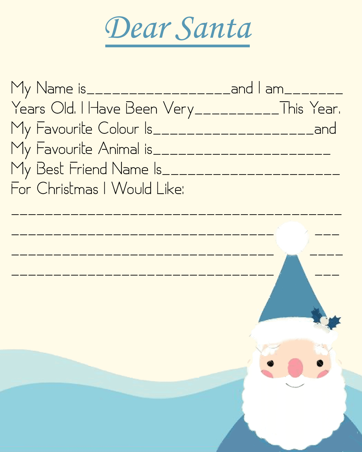 Blank Letter From Santa Template