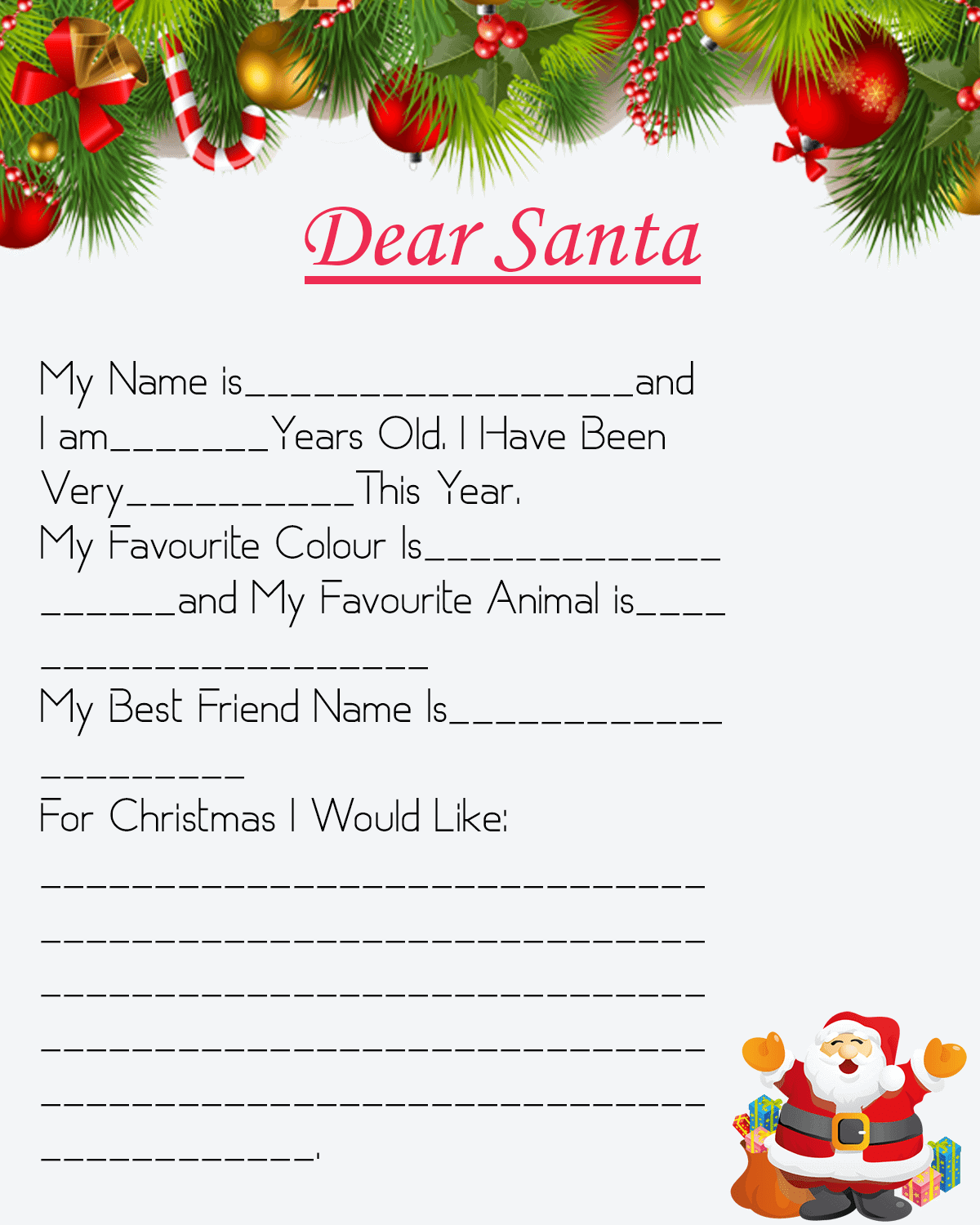 10+ Free Blank Printable Santa Letter Template 7