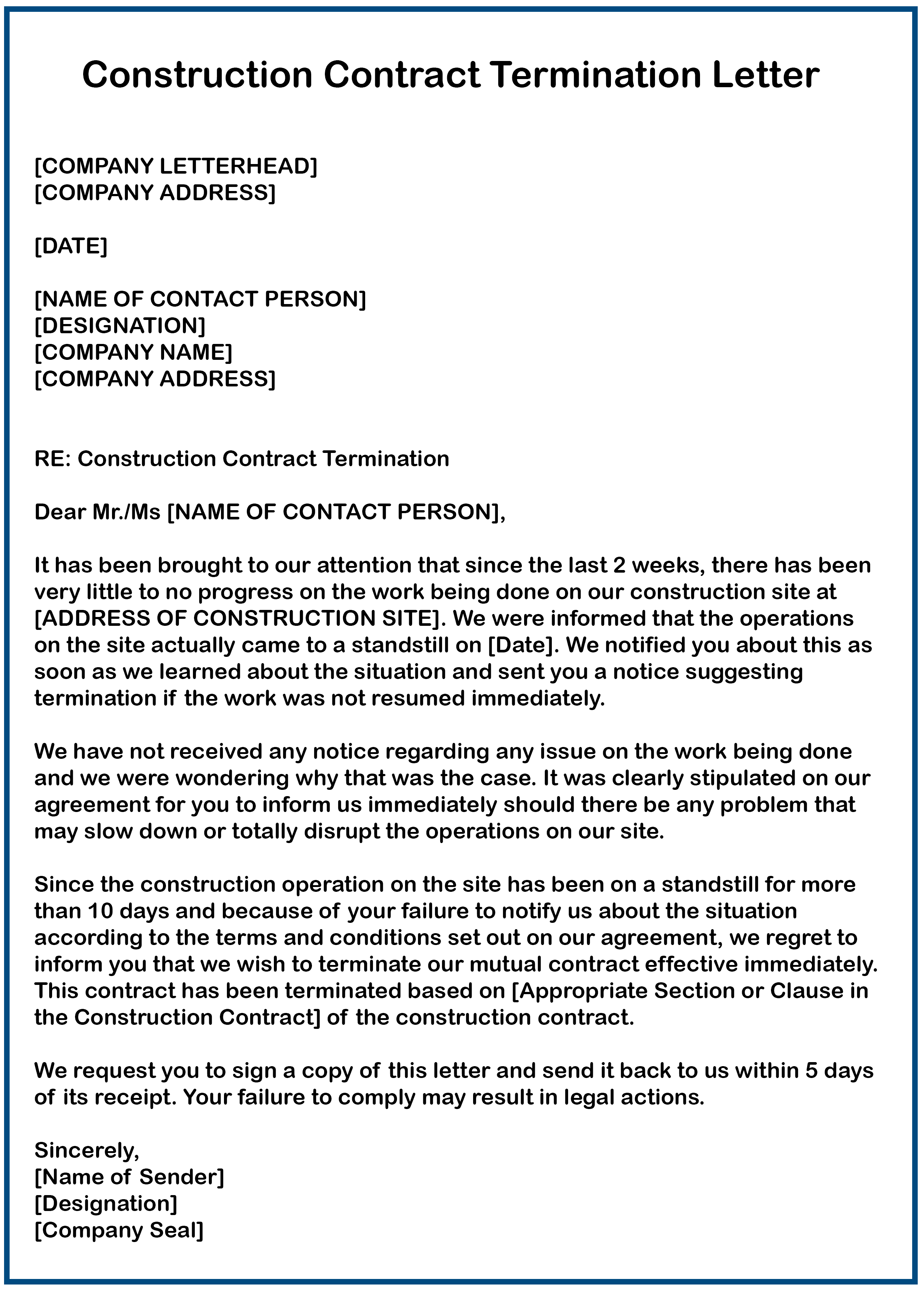 Contract Termination Letter template