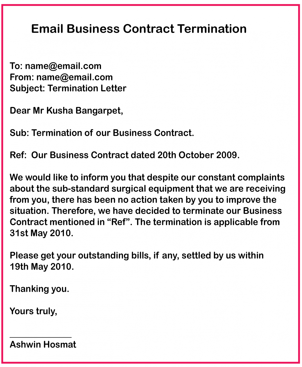 7+ Business Contract Termination Letter Samples HowToWiki