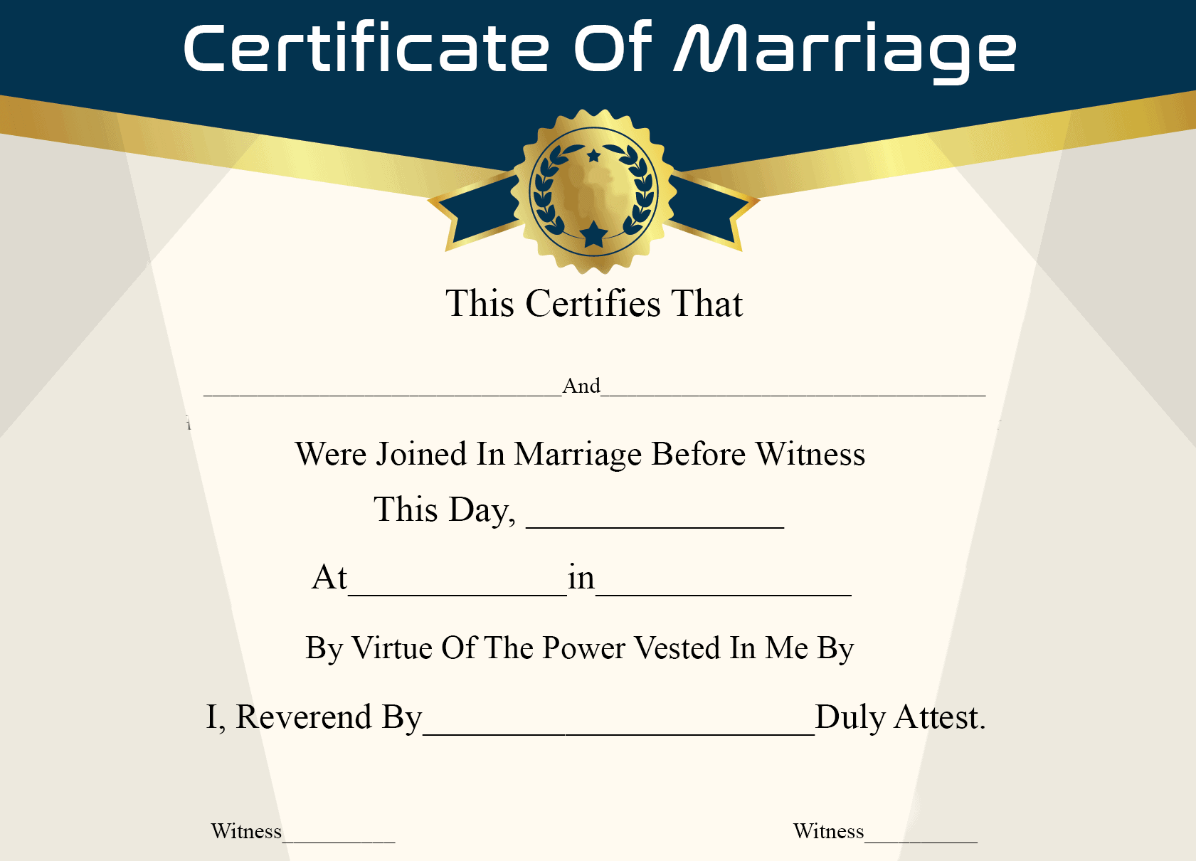 Certificate Of Marriage Template