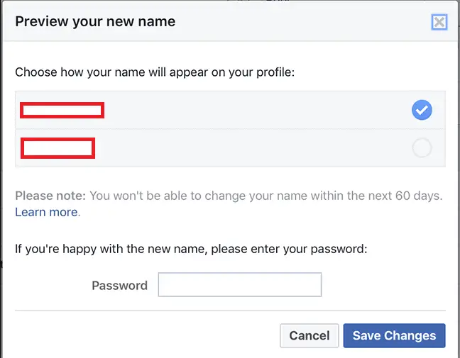 Change your name on facebook