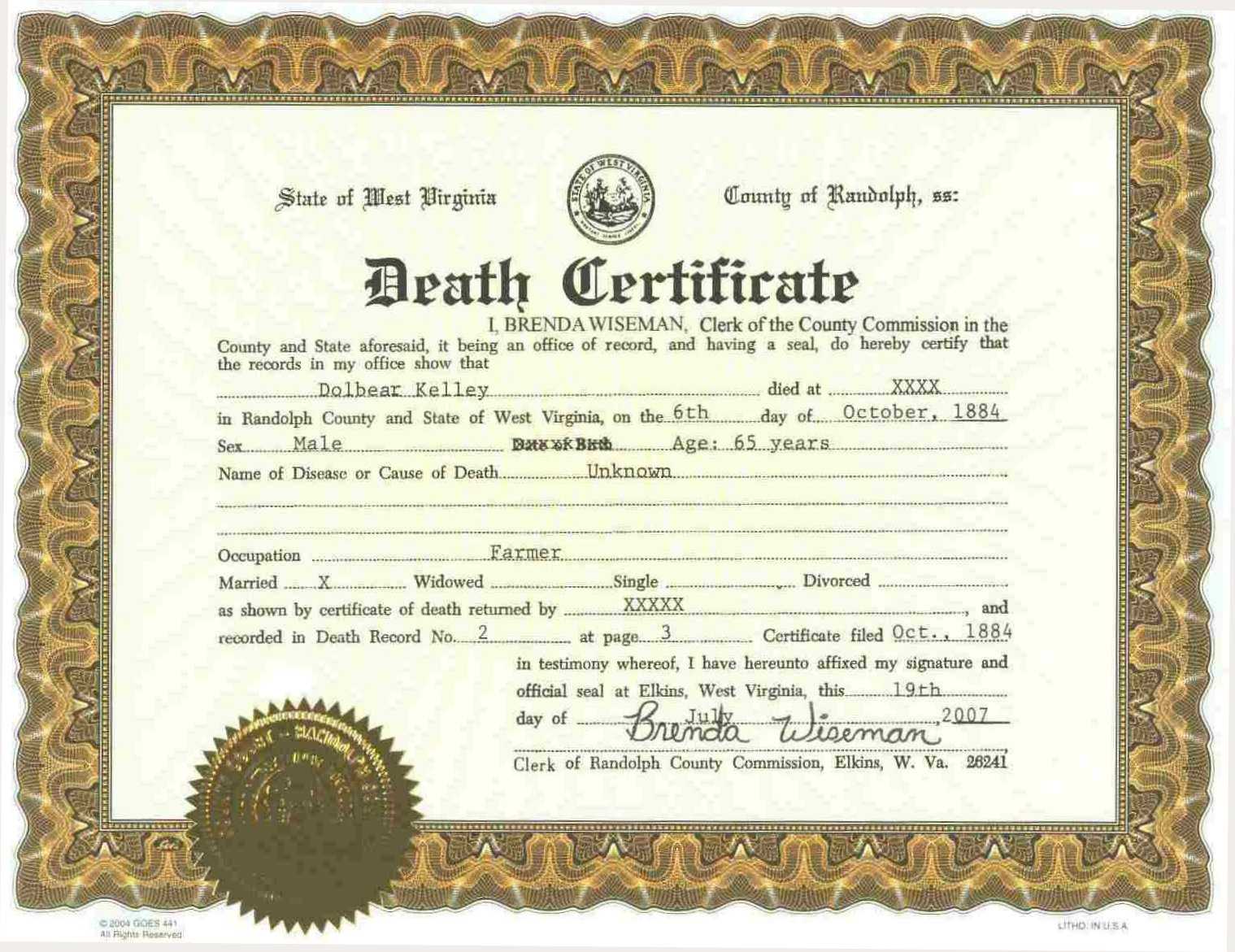 5 Printable Certificate Of Death Templates With Samples HowToWiki   Sample Of Certificate Of Death 1 