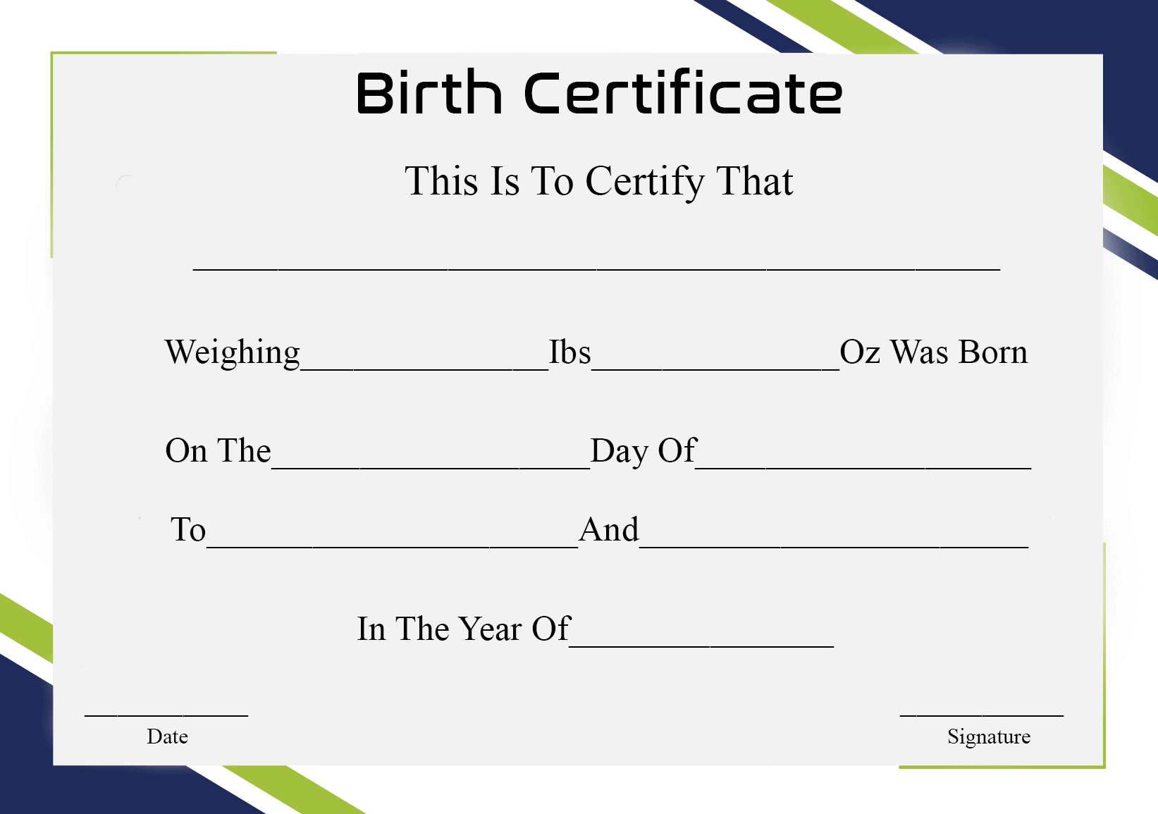 Certificate of Birth Templates
