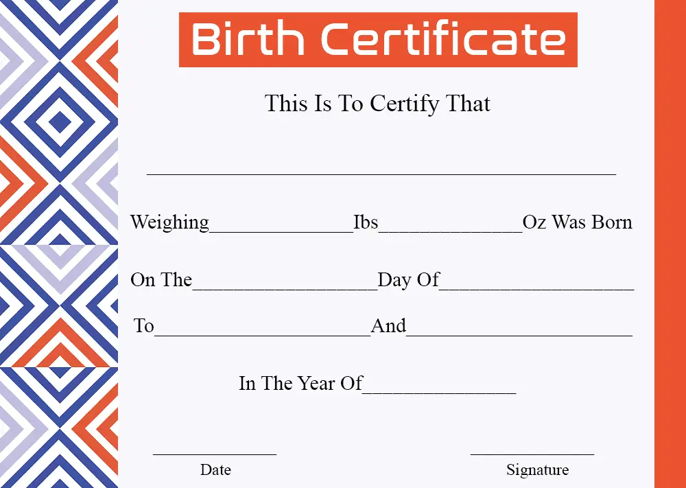 Birth Certificate Template