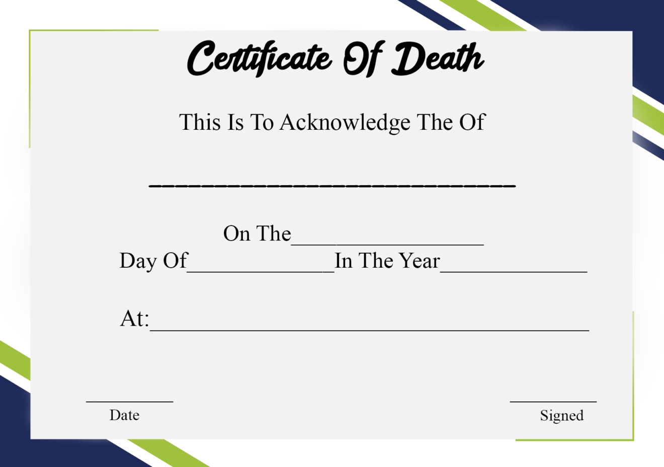 5+ Printable Certificate Of Death Templates With Samples | HowToWiki