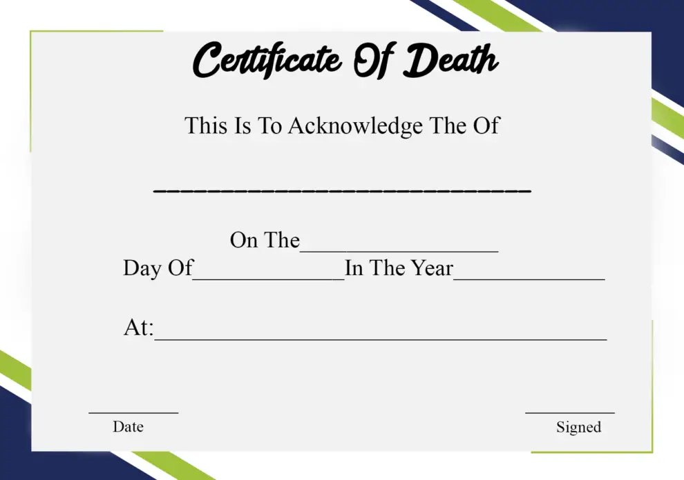 5+ Printable Certificate Of Death Templates With Samples 