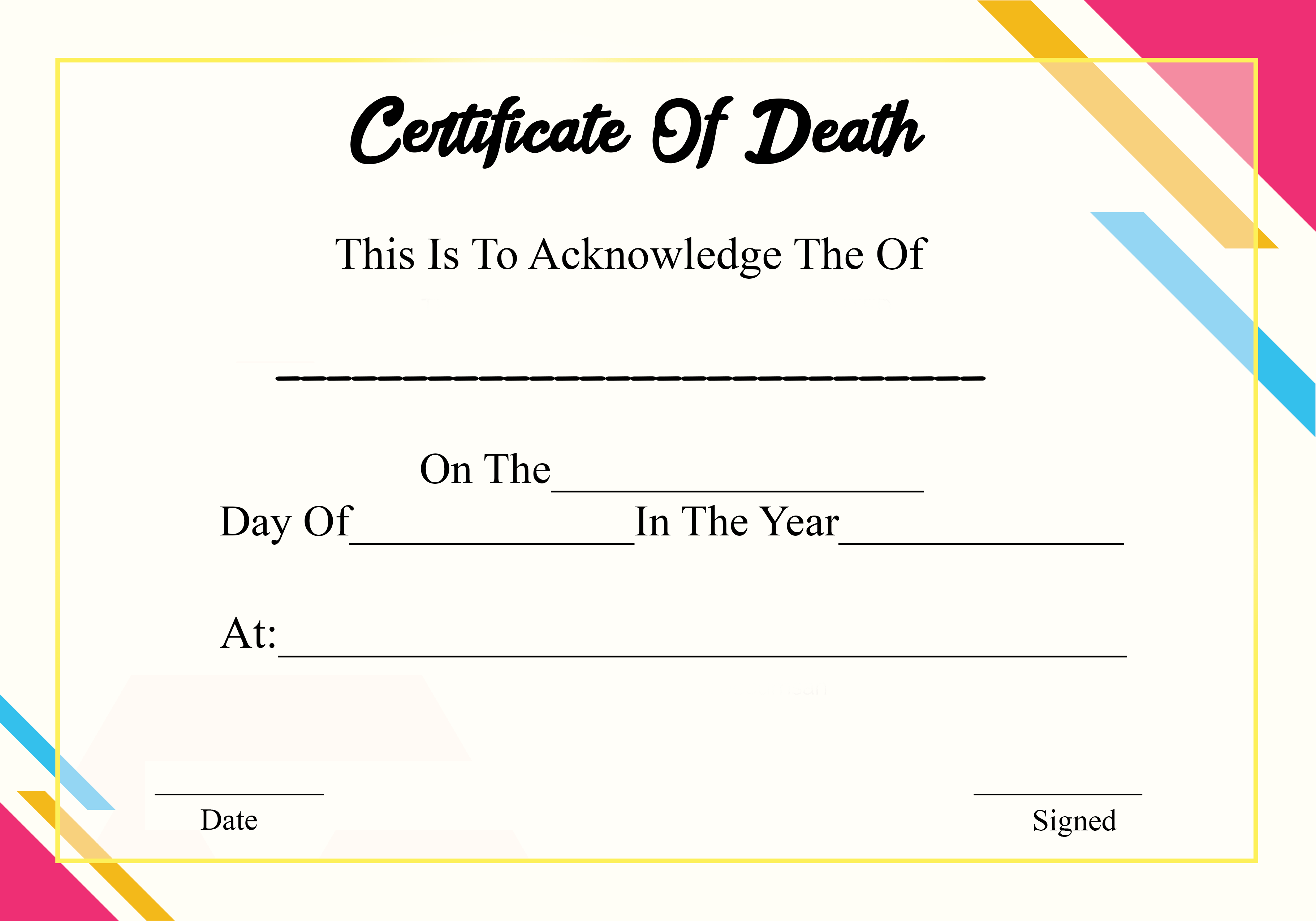 Certificate Of Death Template 