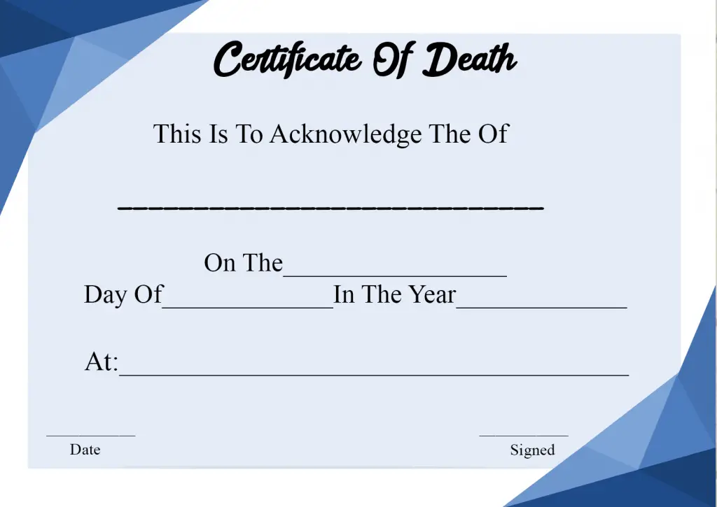 5+ Printable Certificate Of Death Templates With Samples | HowToWiki