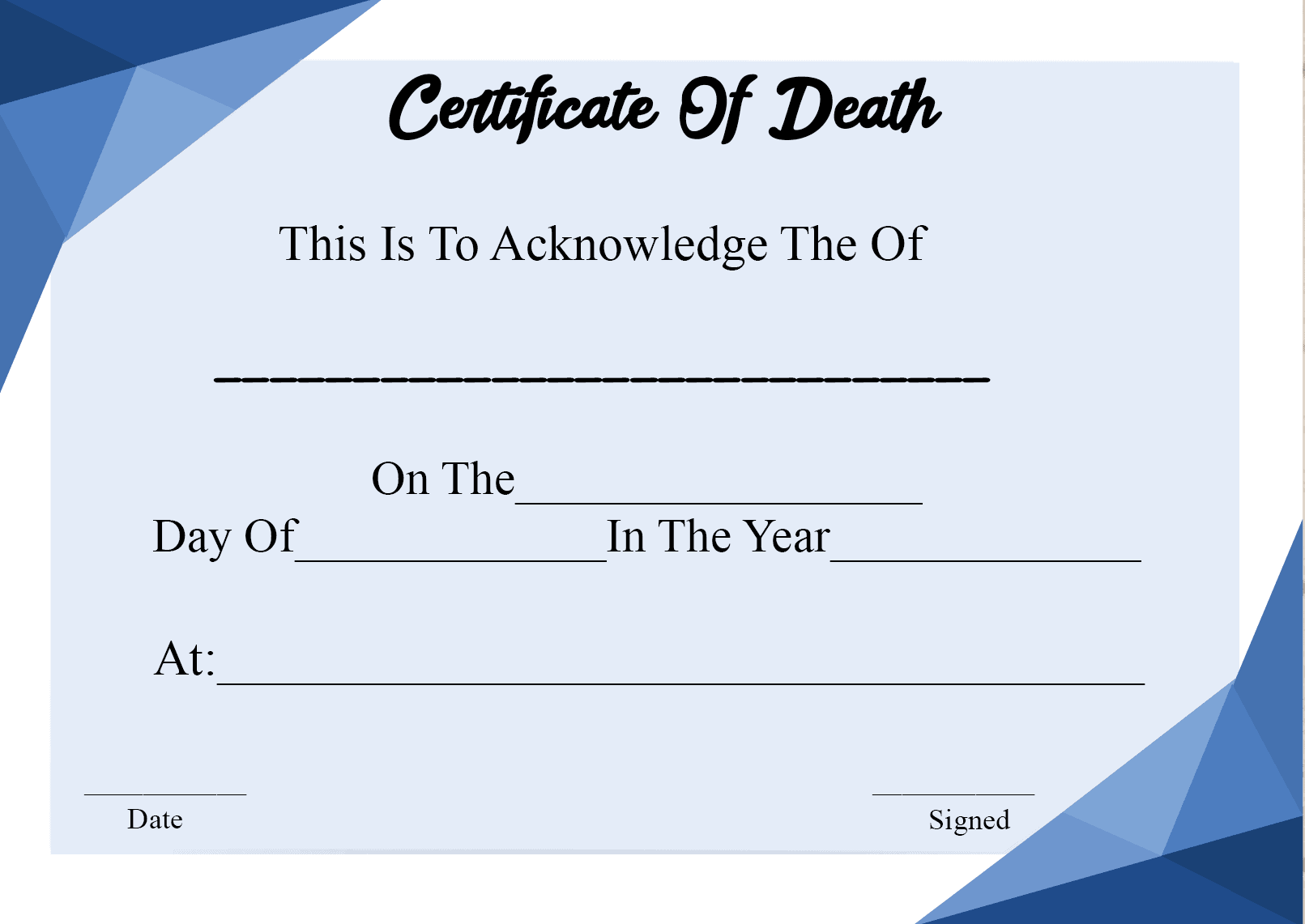 Download Certificate Of Death