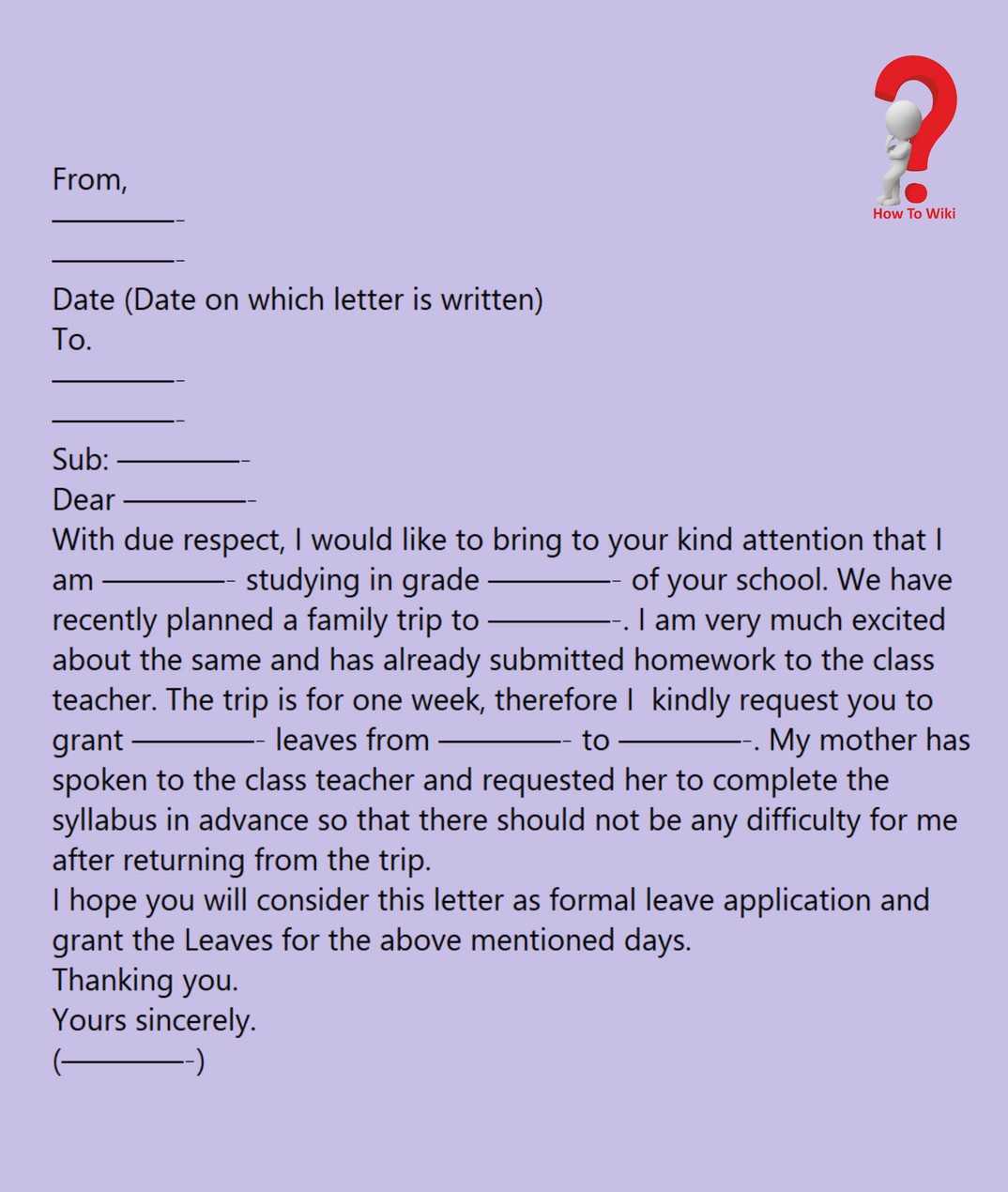 how to write an application letter for school leave