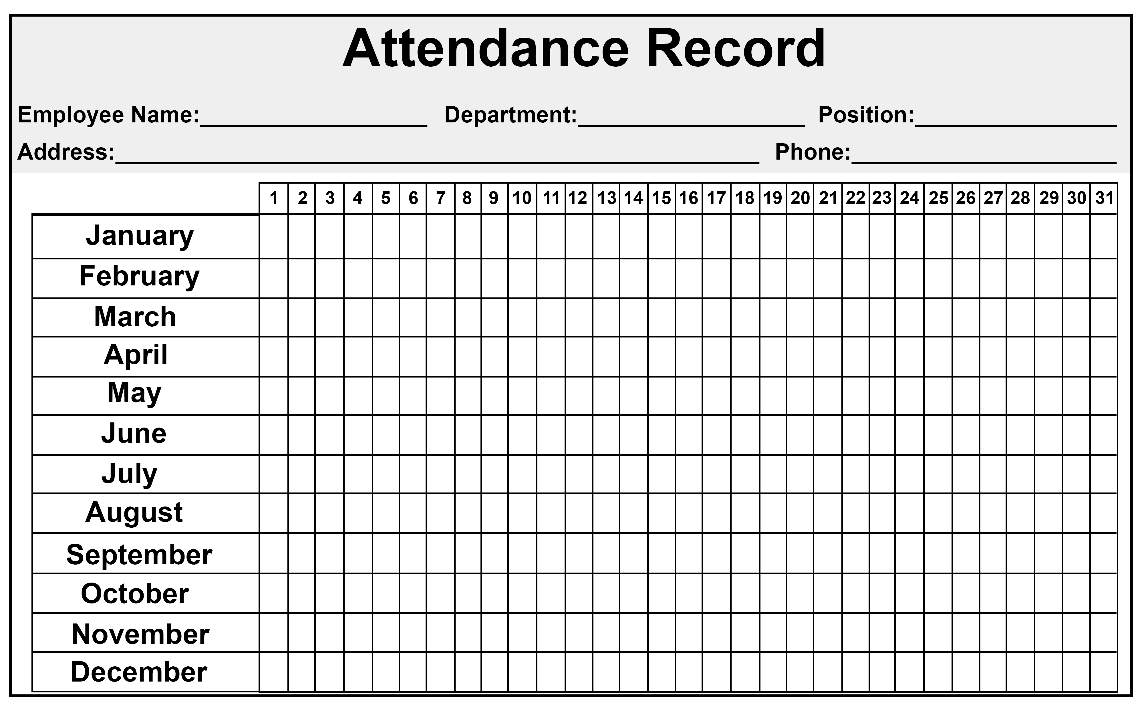 student attendance spreadsheet template excel