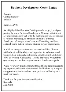 application letter project development officer