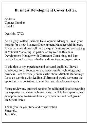 How To Write A Business Development Cover Letter With Samples Howtowiki