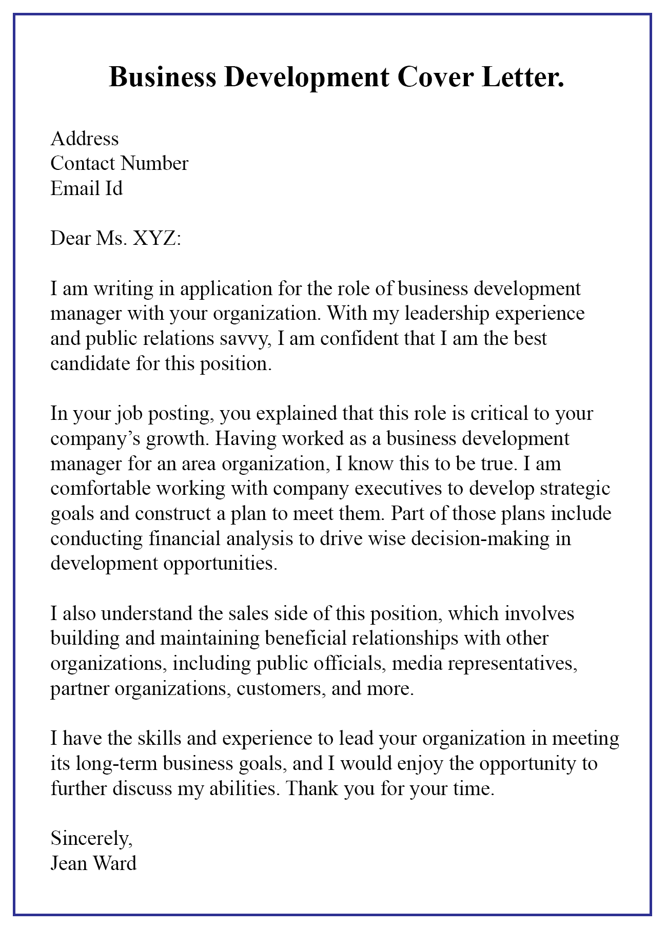 Business Development Letter 