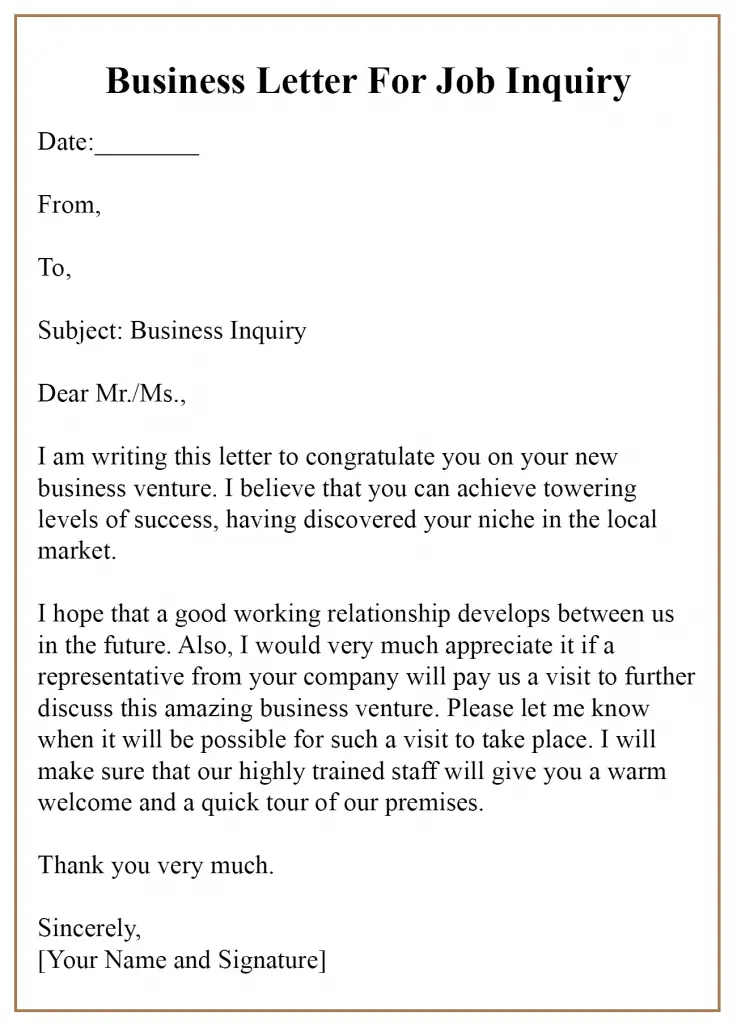 Top Tips To Write Business Letter For Inquiry Business Inquiry 