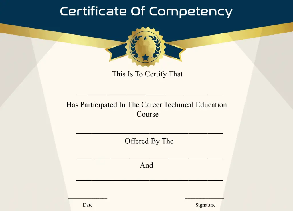 Certificate Of Competency Template Word