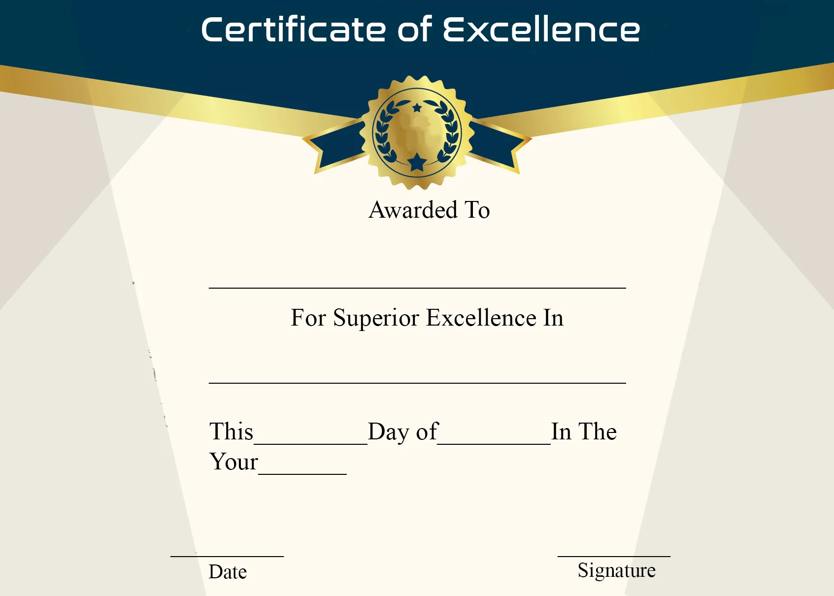 Certificate of excellence template download