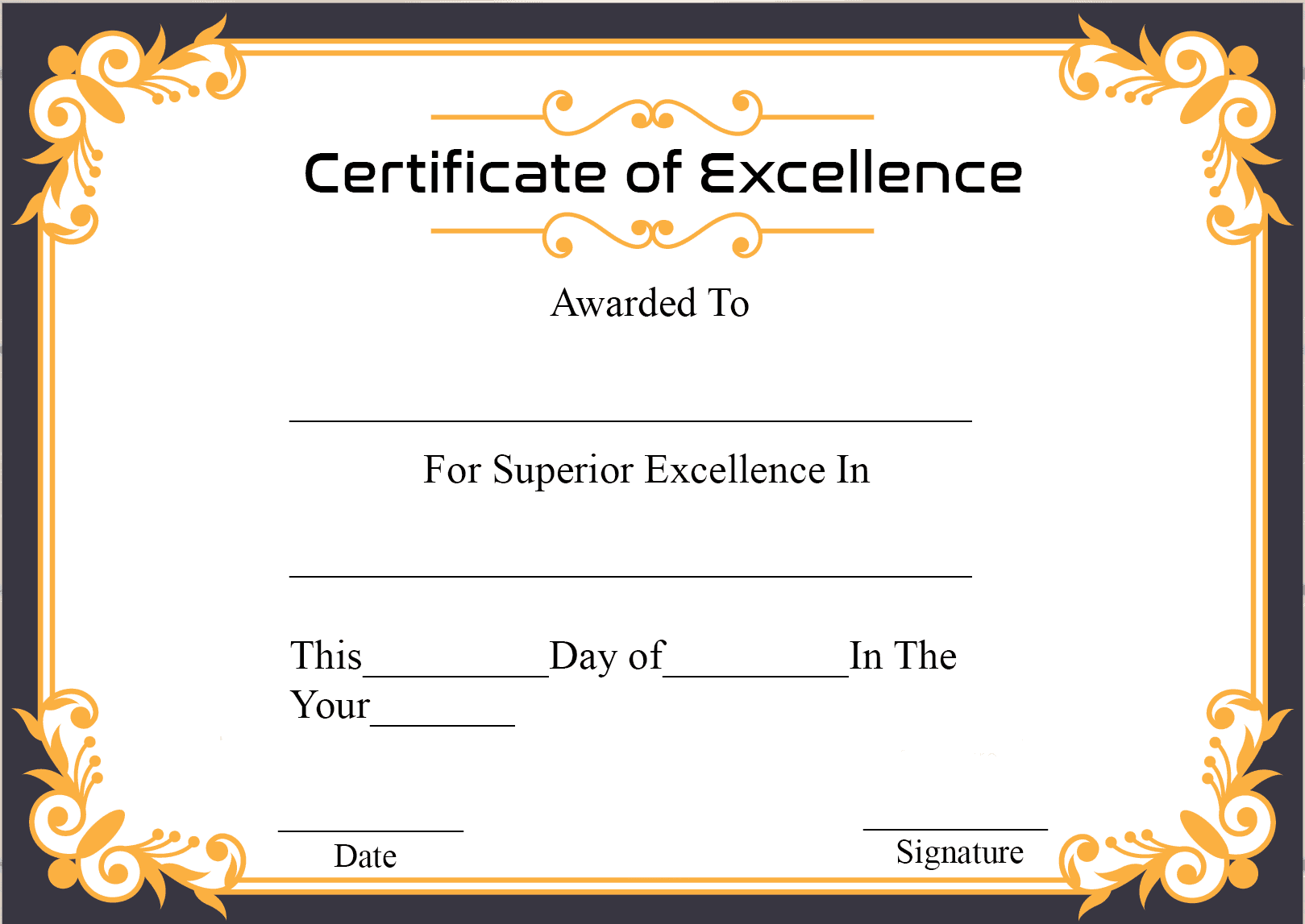 Certificate Of Excellence Template Free Download Creative