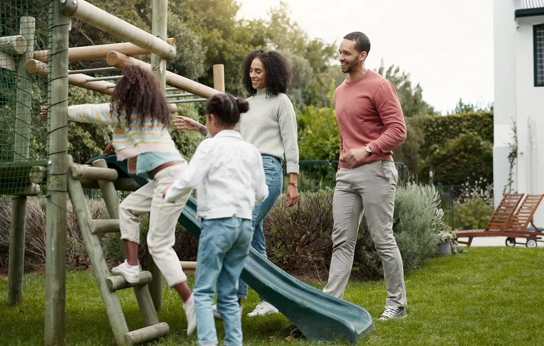 family-running-and-children-outdoor-in-backyard-for-playing
